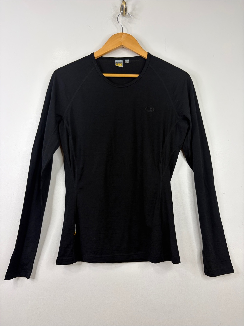 Icebreaker Merino Wool Shirt Womens Large Black Long Sleeve Bodyfit 150 Layer